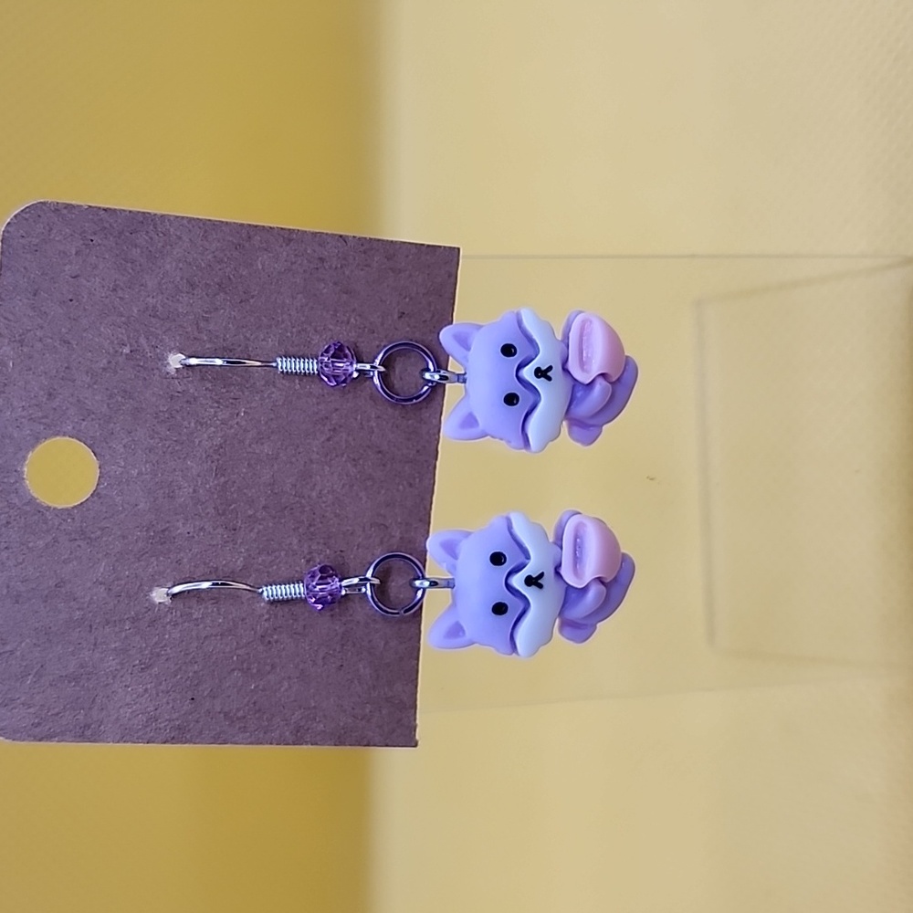 Purple fox earrings